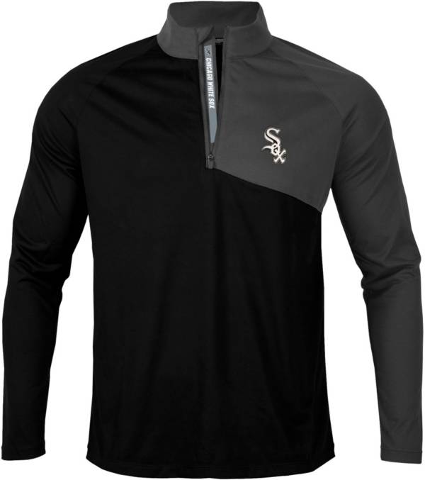 Levelwear Men's Chicago White Sox Black Pinnacle Slant Text 1/4 Zip