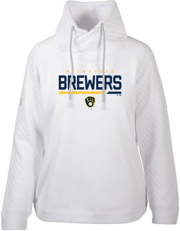 Levelwear Women's Milwaukee Brewers White Vega Cut Off Fleece Sweatshirt