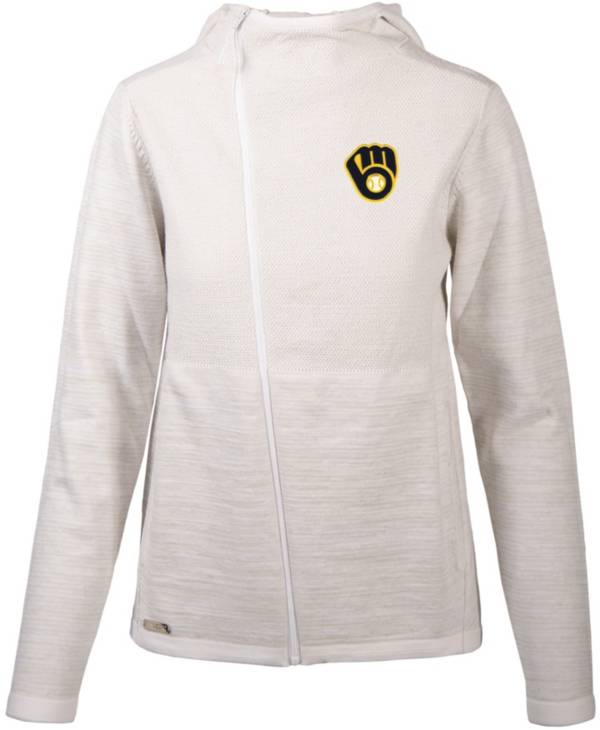 Levelwear Women's Milwaukee Brewers White Cora Insignia Core Full Zip Jacket