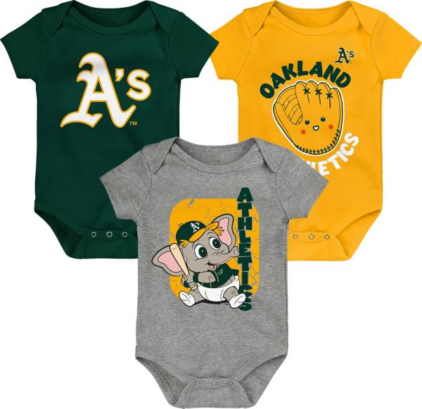 MLB Team Apparel Infant Oakland Athletics 3-Pack Creeper Set