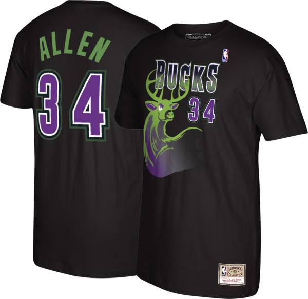 Mitchell & Ness Men's Milwaukee Bucks Ray Allen #34 Black T-Shirt
