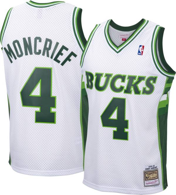 Mitchell & Ness Men's 1988 Milwaukee Bucks Sidney Moncrief #4 White Hardwood Classics Swingman Jersey