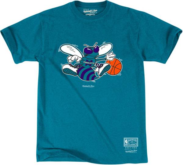 Mitchell & Ness Men's Charlotte Hornets Teal Logo T-Shirt