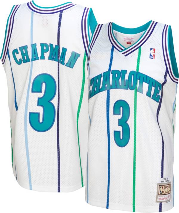 Mitchell & Ness Men's 1988 Charlotte Hornets Rex Chapman White Hardwood Classics Swingman Jersey