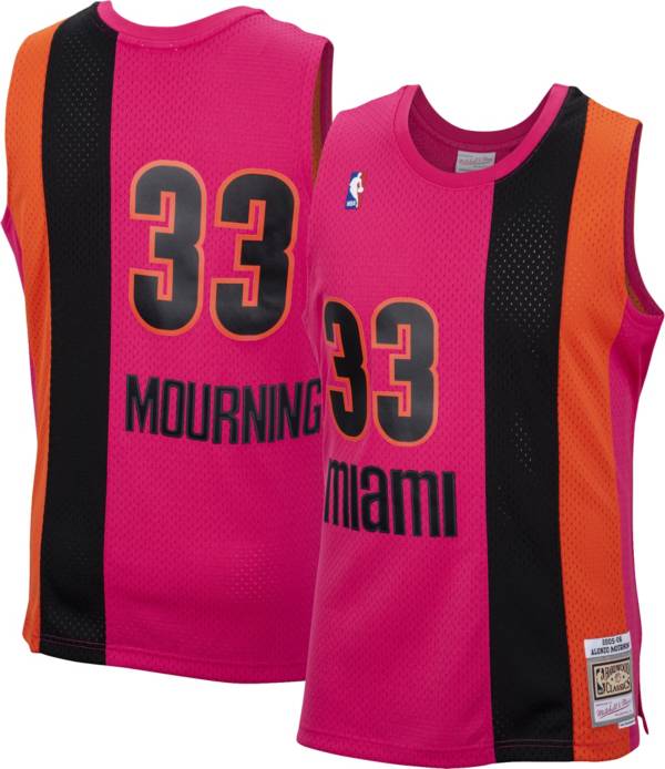 Mitchell & Ness Men's 2005 Miami Heat Alonzo Mourning #33 Pink Hardwood Classics Swingman Jersey