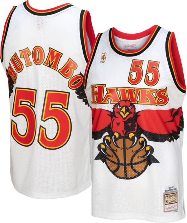 Mitchell & Ness Men's 1996 Atlanta Hawks Dikembe Mutombo #55 White Hardwood Classics Swingman Jersey