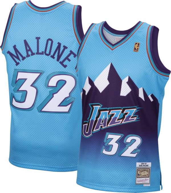 Mitchell & Ness Men's 1996 Utah Jazz Karl Malone #32 Blue Hardwood Classics Swingman Jersey product image