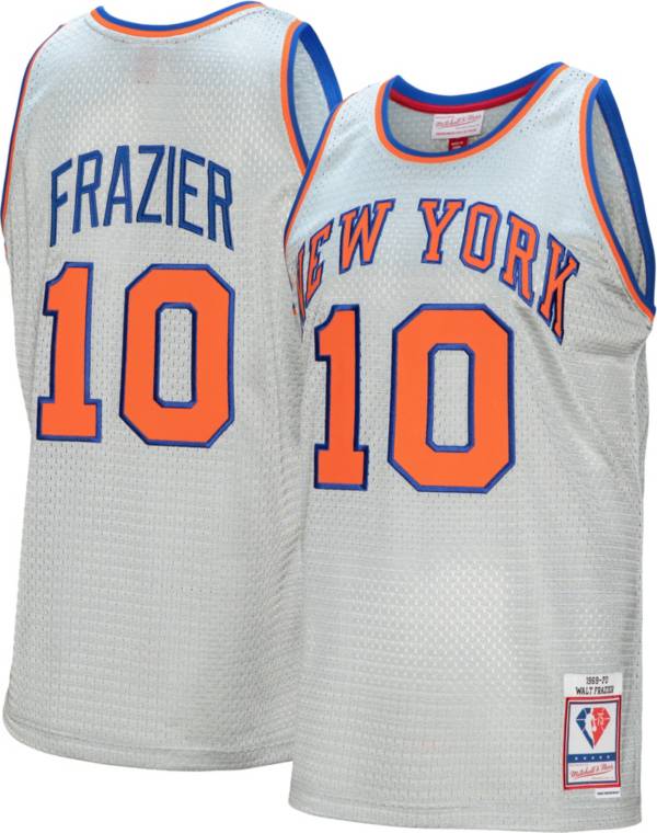 Mitchell & Ness Men's 1969 New York Knicks Walt Frazier #10 NBA 75th Anniversary Silver Swingman Jersey
