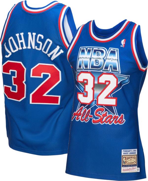 Mitchell & Ness Men's 1992 Los Angeles Lakers Magic Johnson Royal Blue Hardwood Classics Swingman Jersey