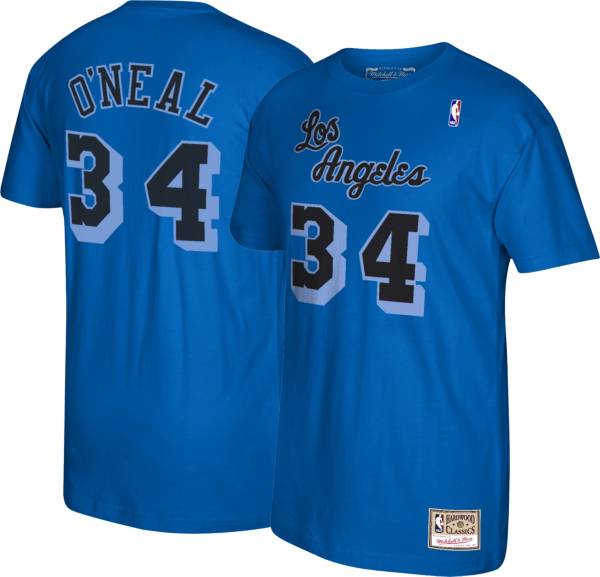 Mitchell & Ness Men's Retro Reload Los Angeles Lakers Shaquille O'Neal #34 Royal Player T-Shirt