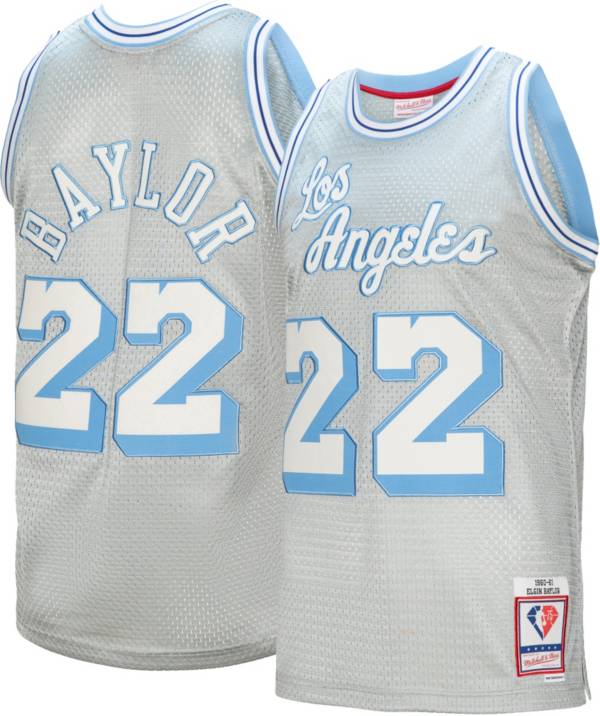 Mitchell & Ness 1960 Men's Los Angeles Lakers Elgin Baylor #22 NBA 75th Anniversary Silver Swingman Jersey