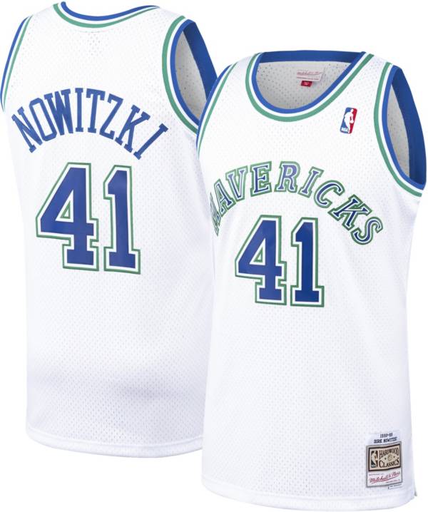 Mitchell & Ness Men's 1998 Dallas Mavericks Dirk Nowitzki #41 White Hardwood Classics Swingman Jersey