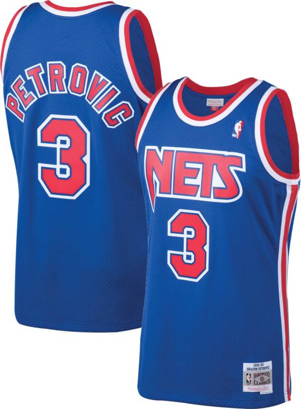 Mitchell & Ness Men's 1992 Brooklyn Nets Dražen Petrovic #3 Royal Hardwood Classics Jersey