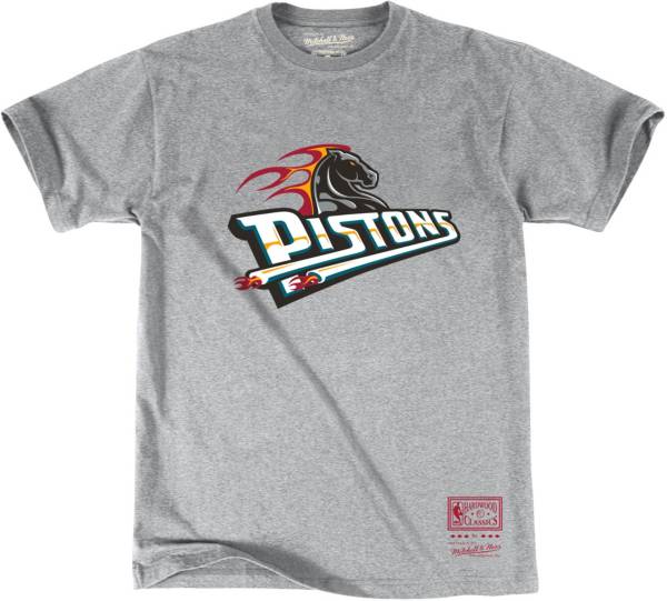 Mitchell & Ness Men's Detroit Pistons Grey Logo T-Shirt