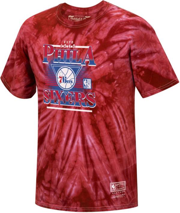 Mitchell & Ness Men's Philadelphia 76ers Red Tie Dye T-Shirt