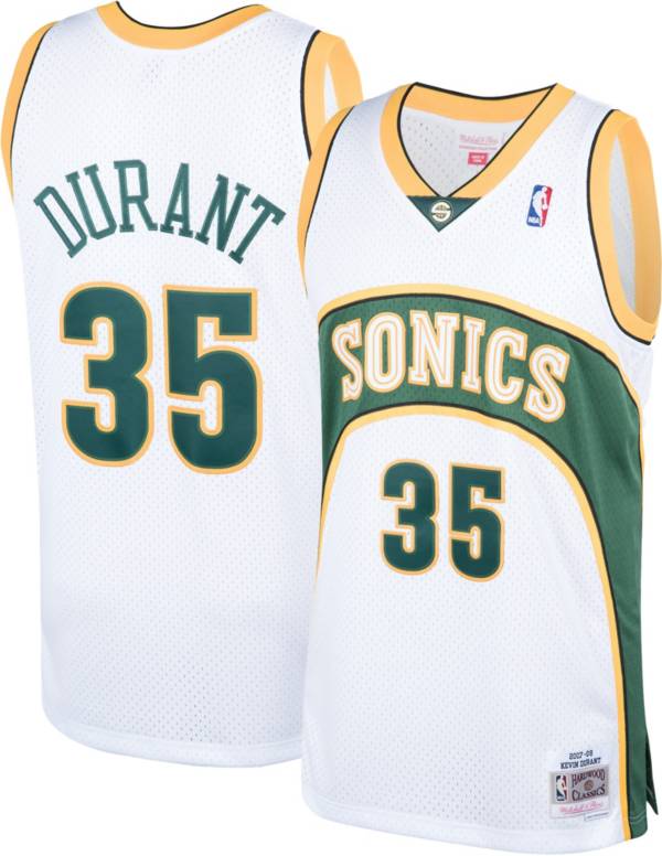 Mitchell & Ness Men's Seattle Super Sonics Kevin Durant #35 White Hardwood Classics Throwback Jersey