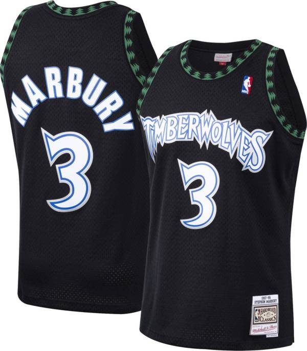 Mitchell & Ness Men's 1997 Minnesota Timberwolves Stephon Marbury #3 Black Hardwood Classics Swingman Jersey