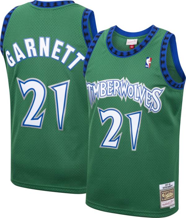Mitchell & Ness Men's 1997 Minnesota Timberwolves Kevin Garnett #21 Green Hardwood Classics Swingman Jersey