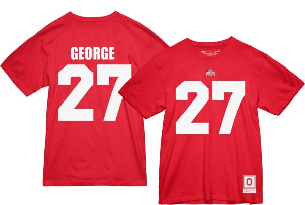 Mitchell & Ness Men's Ohio State Buckeyes Scarlet Eddie George #27 T-Shirt