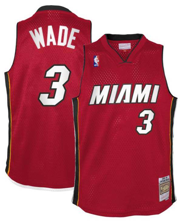 Mitchell & Ness Youth Miami Heat Dwyane Wade #3 Red Swingman Jersey