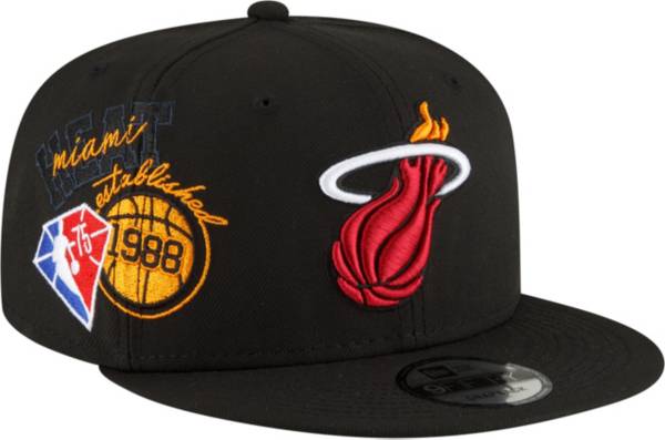 New Era Men's Miami Heat Black 9Fifty Adjustable Snapback Hat