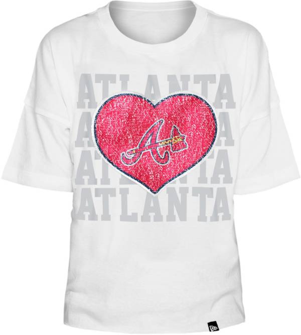 New Era Youth Girls' Atlanta Braves White Heart V-Neck T-Shirt product image