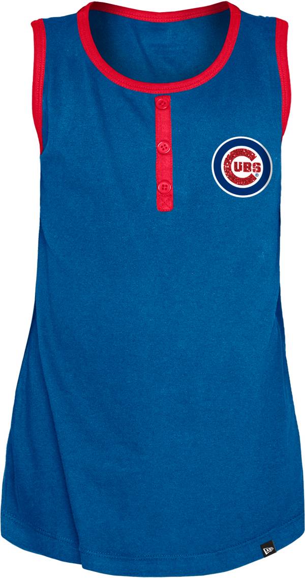 New Era Youth Girls' Chicago Cubs Blue Giltter Tank Top