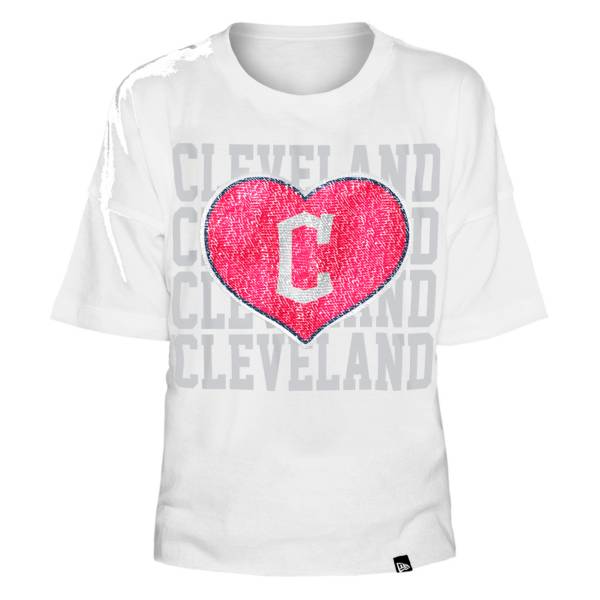 New Era Youth Girls' Cleveland Indians White Heart V-Neck T-Shirt product image