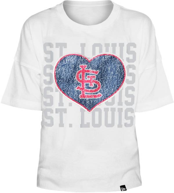 New Era Youth Girls' St. Louis Cardinals White Heart T-Shirt