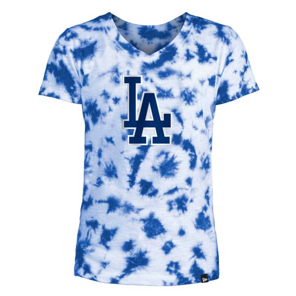 New Era Youth Girls' Los Angeles Dodgers Blue Tie Dye V-Neck T-Shirt product image