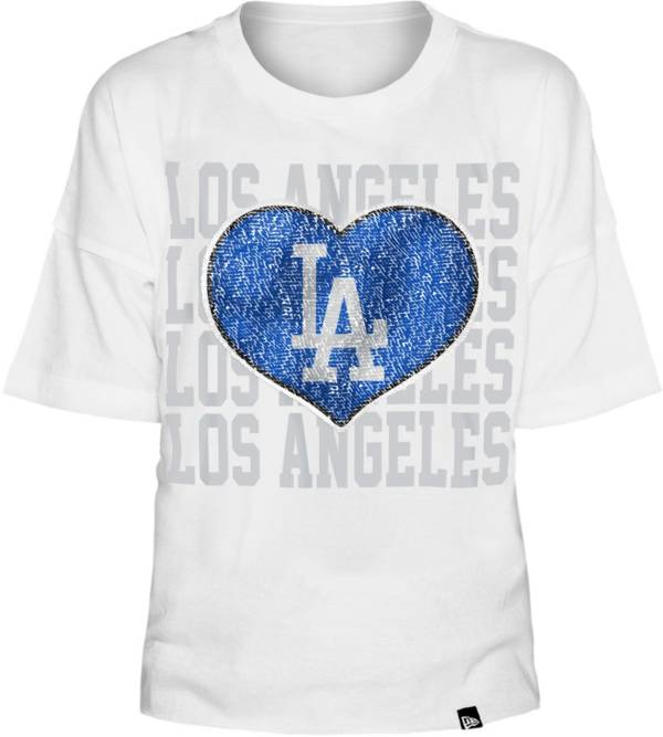 New Era Youth Girls' Los Angeles Dodgers White Heart V-Neck T-Shirt product image