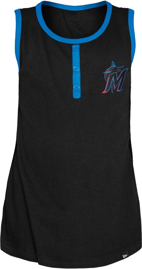 New Era Youth Girls' Miami Marlins Black Giltter Tank Top