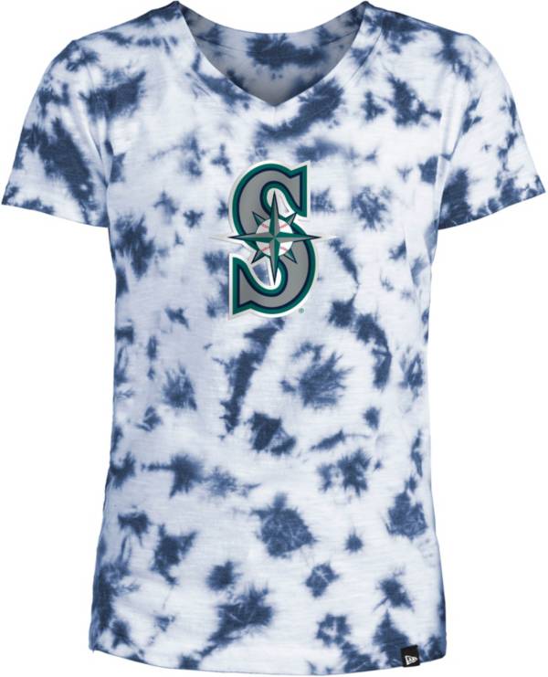 New Era Youth Girls' Seattle Mariners Blue Tie Dye V-Neck T-Shirt product image