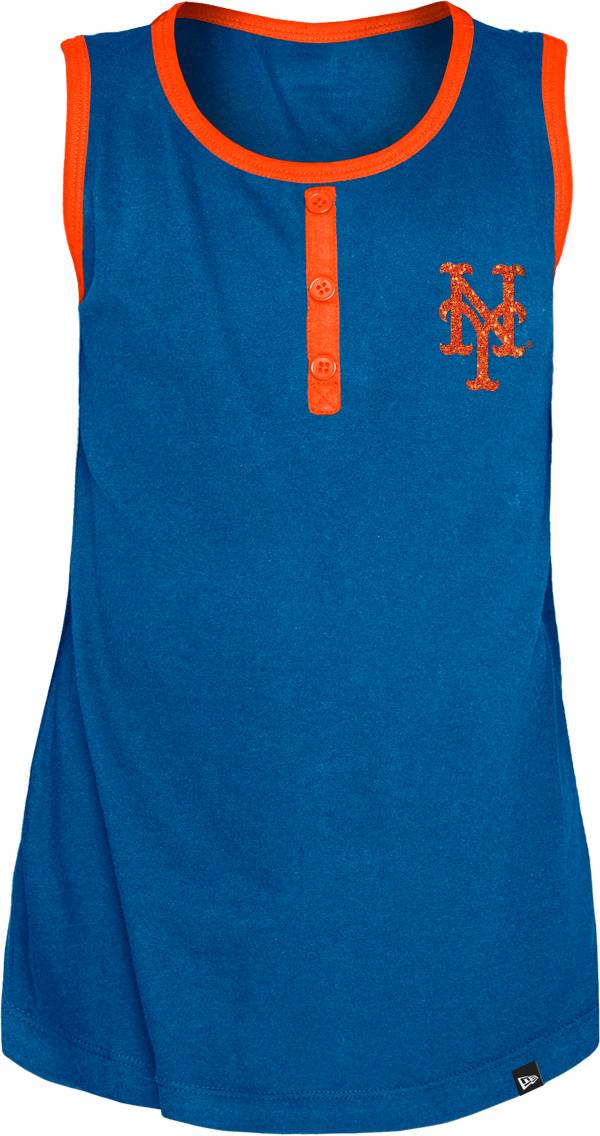 New Era Youth Girls' New York Mets Blue Giltter Tank Top