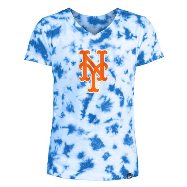 New Era Youth Girls' New York Mets Blue Tie Dye V-Neck T-Shirt