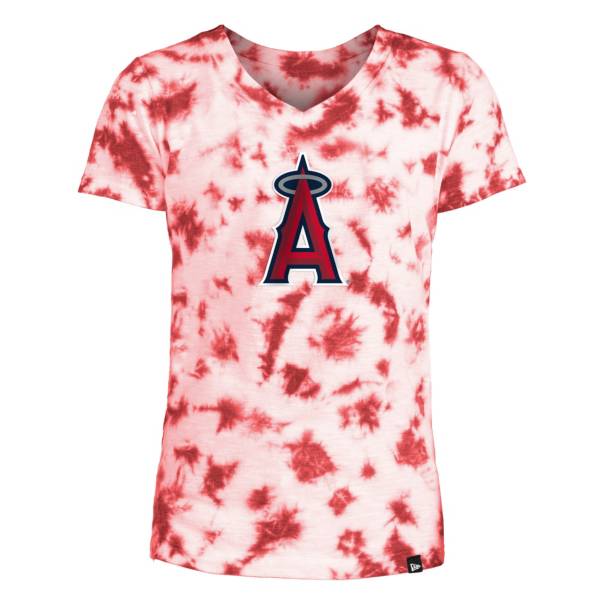 New Era Youth Girls' Los Angeles Angels Navy Tie Dye V-Neck T-Shirt