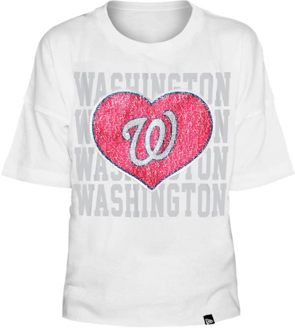 New Era Youth Girls' Washington Nationals White Heart V-Neck T-Shirt product image
