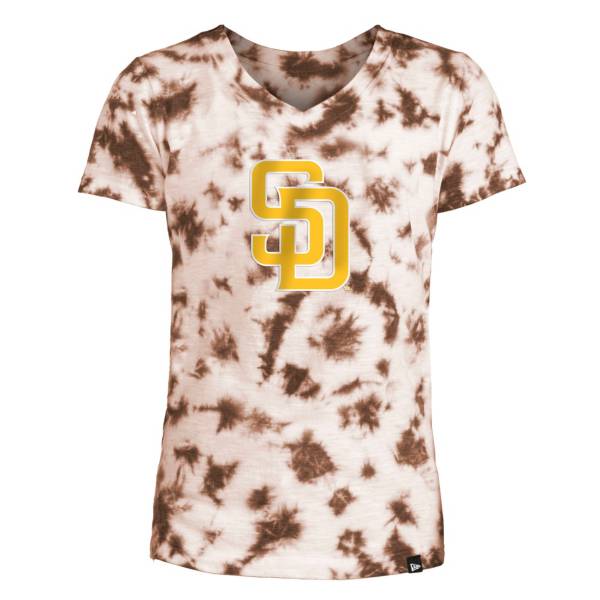 New Era Youth Girls' San Diego Padres Brown Tie Dye V-Neck T-Shirt