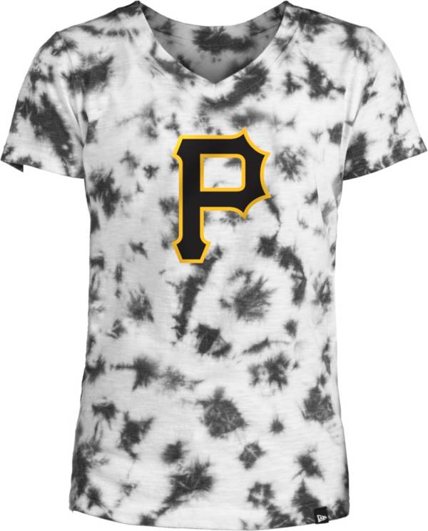 New Era Youth Pittsburgh Pirates Black Tie Dye V-Neck T-Shirt