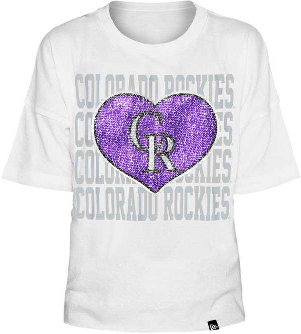 New Era Youth Girls' Colorado Rockies White Heart V-Neck T-Shirt product image