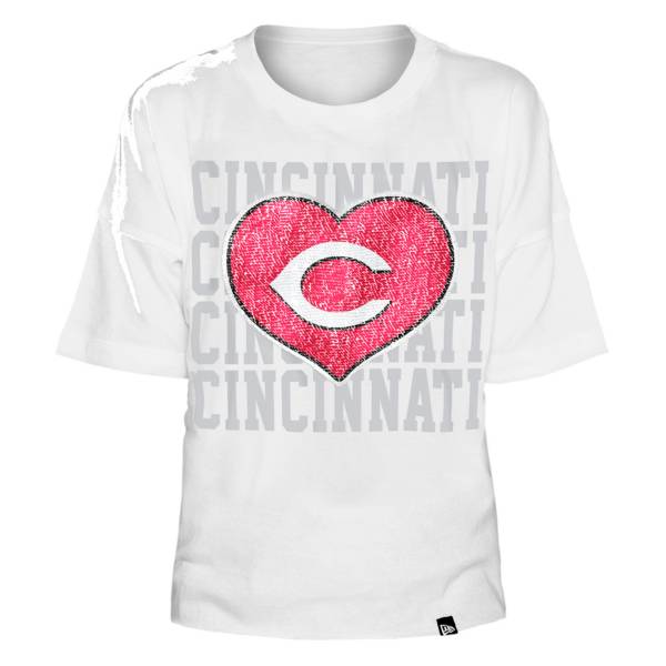 New Era Youth Girls' Cincinnati Reds White Heart V-Neck T-Shirt product image