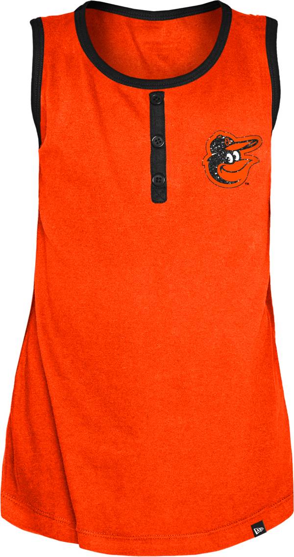 New Era Youth Girls' Baltimore Orioles Orange Giltter Tank Top