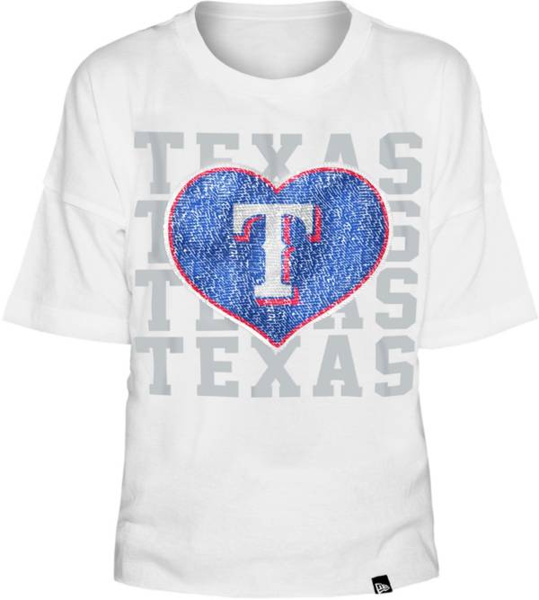 New Era Youth Girls' Texas Rangers White Heart T-Shirt