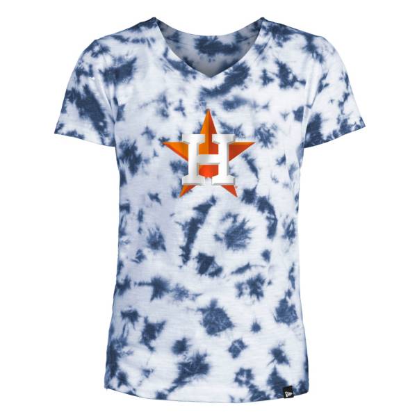 New Era Youth Girls' Houston Astros Blue Tie Dye V-Neck T-Shirt