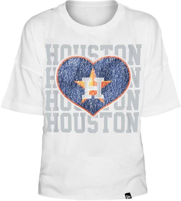 New Era Youth Girls' Houston Astros White Heart V-Neck T-Shirt