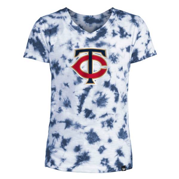 New Era Youth Girls' Minnesota Twins Blue Tie Dye V-Neck T-Shirt