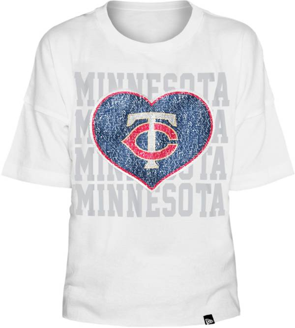 New Era Youth Girls' Minnesota Twins White Heart T-Shirt