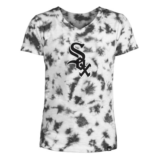 New Era Youth Girls' Chicago White Sox Black Tie Dye V-Neck T-Shirt