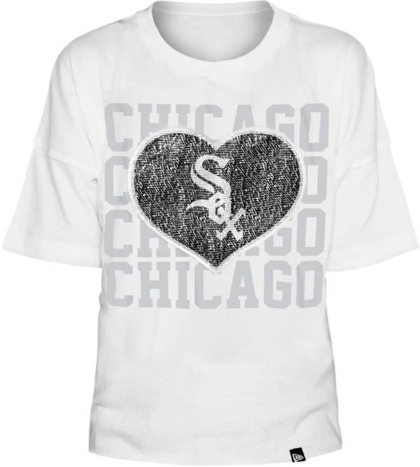 New Era Youth Girls' Chicago White Sox White Heart V-Neck T-Shirt product image