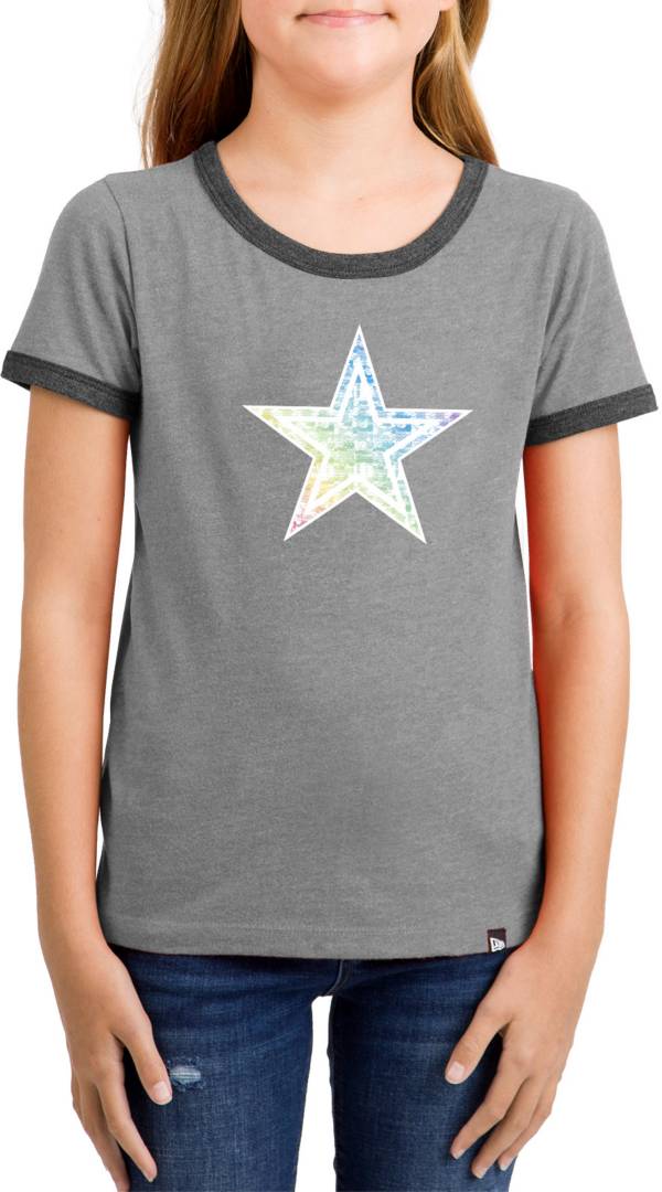 New Era Girls' Dallas Cowboys Candy Sequins Grey T-Shirt